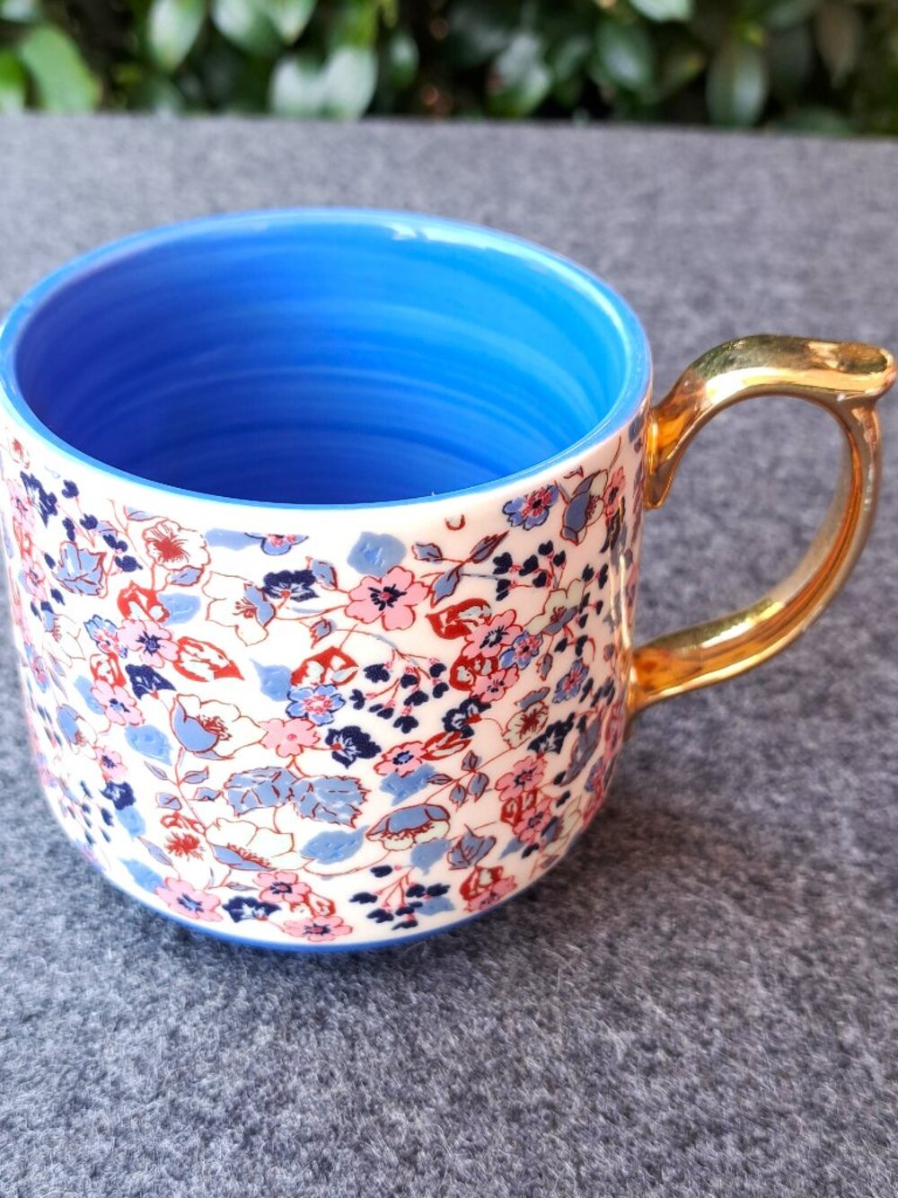 ANTHROPOLOGIE LIBERTY PATTERN BLUE FLOWERS COFFEE CUP CHINA